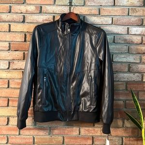 Calvin Klein  Faux Leather Bomber Jacket Size Medium